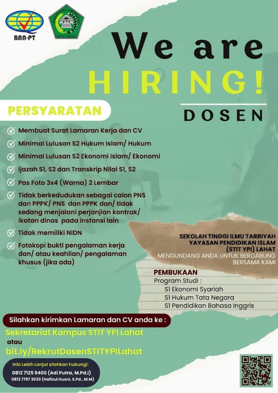 STIT YPI Lahat Buka Rekrutmen Dosen Tetap untuk Tiga Program Studi